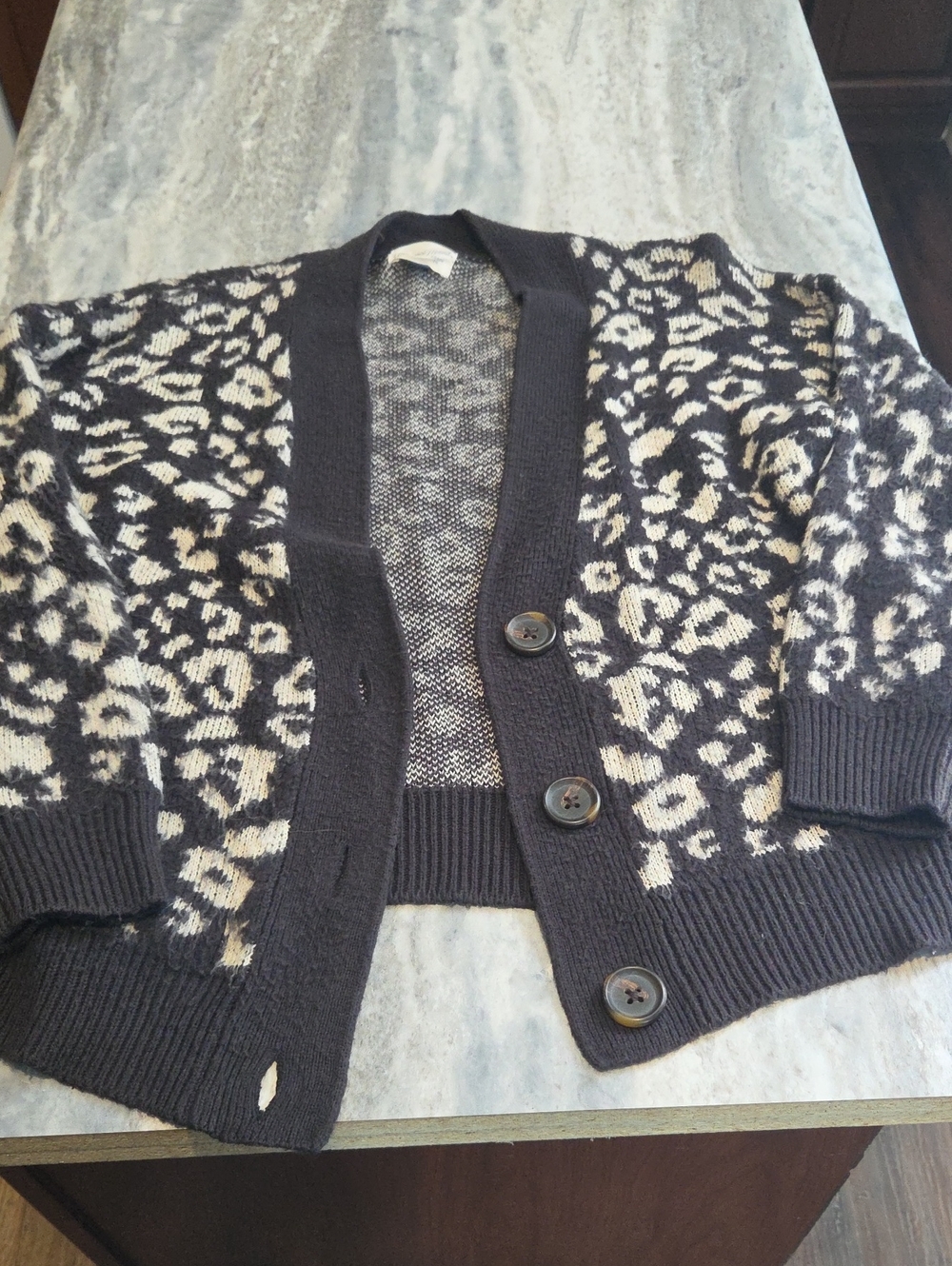 Universal Thread Black and Cream Leopard Print Button-Up Cardigan